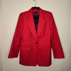 Banana Republic Blazer One Button Oversized Lido Sculpted Italian Wool Red